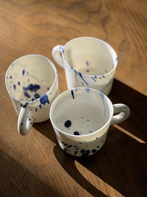 Porcelain cappuccino cup with a delicate blue pattern