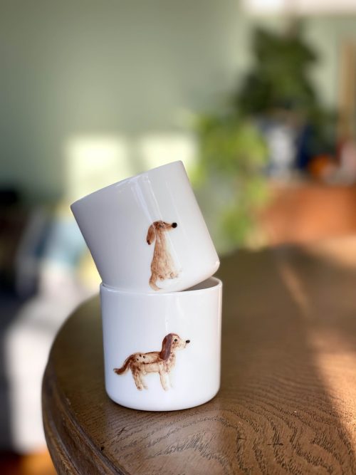 Mugs with dogs, capacity 160 ml, illustrations are hand-painted