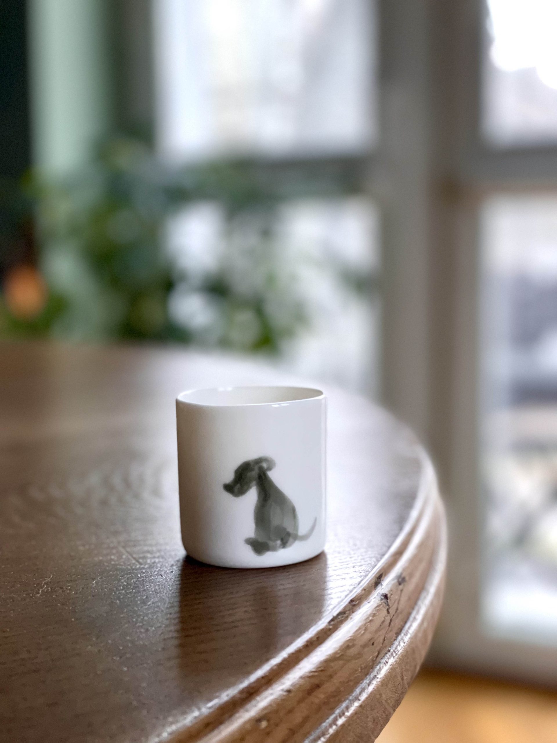 Espresso cup with print, capacity 50 ml, hand-painted illustration of a dog