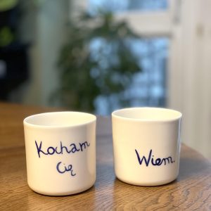 Set of mugs with inscriptions, 220 ml