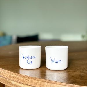 Set of mugs with inscriptions, 160 ml