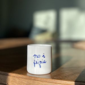 A mug with your own inscription without a handle
